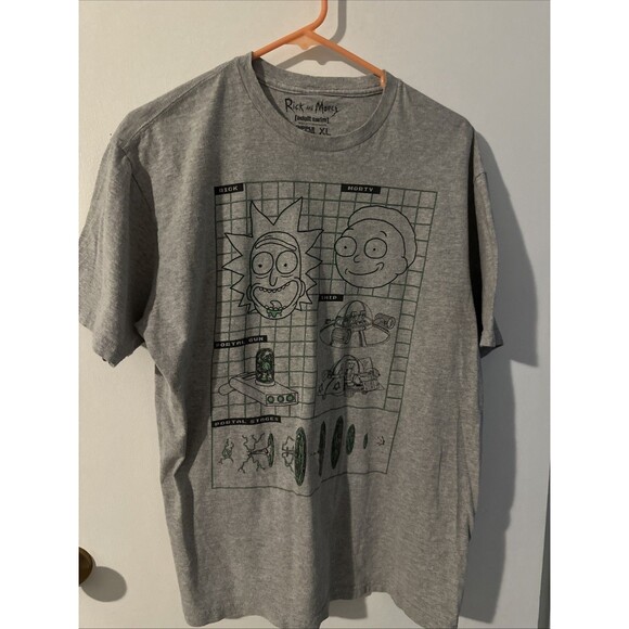 Ripple Junction Brand Adult Swim Gray Rick and Morty Print T-Shirt, Size XL - Picture 1 of 3